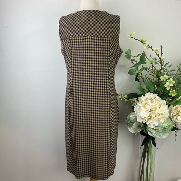 J. JILL Dress | Ponte Gingham | Camel Tan Black Checkered | Size Small - Picture 6 of 9